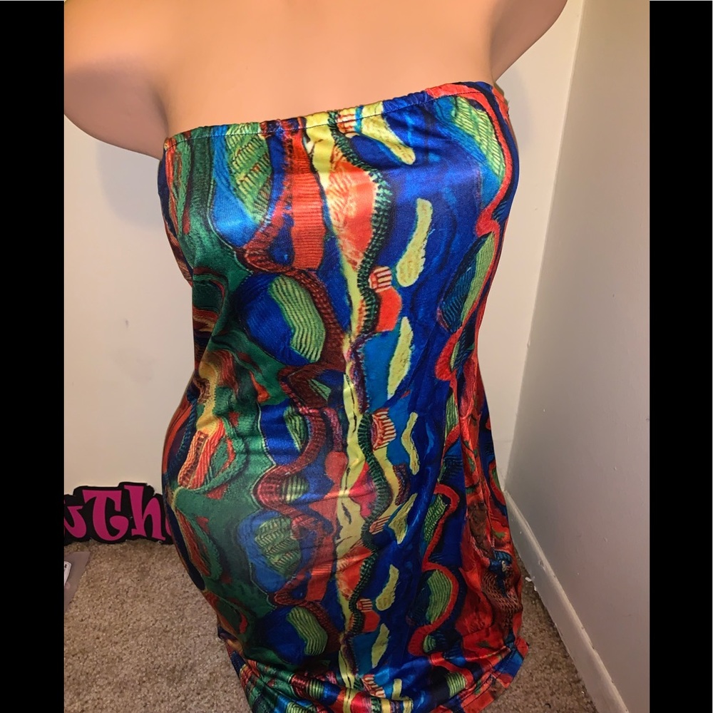 Multi color tube top dress